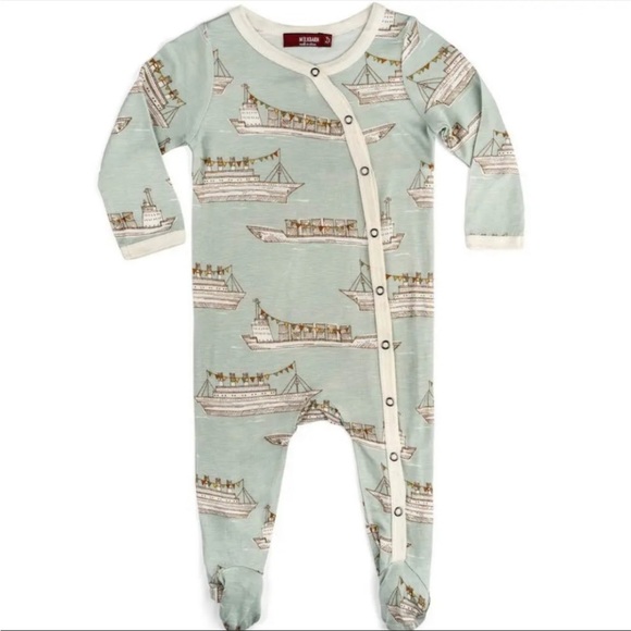 Milkbarn Other - Milkbarn Organic Bamboo Footie Pajamas, Ship Design, Size 3-6 Months